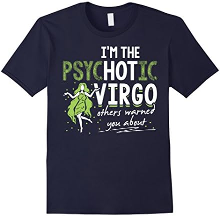 Mens Virgo Zodiac Astrological Sign T-Shirt - Hot Psychotic Small Navy
