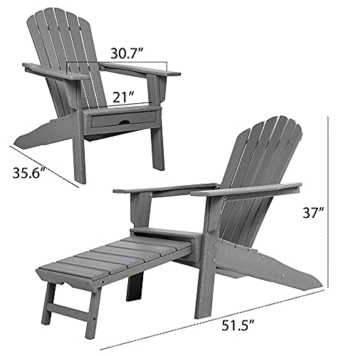 ResinTEAK Deluxe Adirondack Chair with Pullout Ottoman, All Weather