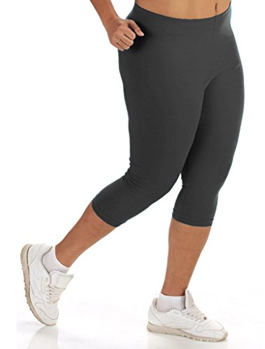Women's Plus Size Cotton Capri Leggings - Charcoal - 5X