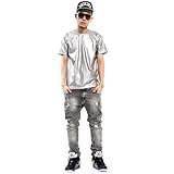 Pizoff Unisex Leather Sleeves Luxury T-shirts