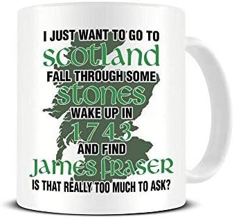 I Want to Wake Up in 1743 and Find James Fraser - Outlander Fan - TV Show - Funny Novelty Coffee Mug - Ceramic Tea Cup - Chrismtas Gift Idea