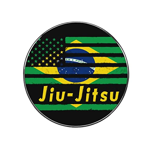 Brazilian Jiu-Jitsu American Flag Fridge Sticker Round Refrigerator Decorative Cute Accessories for Home Kitchen Decor