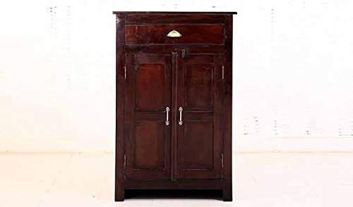 Aprodz Mango Wood Wine Storage Tardun Stylish Bar Cabinet for Living Room | Mahogany Finish