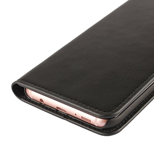 Galaxy S8 Case, Jaorty Genuine Leather Folio Flip Wallet Case Cover Book Design with Kickstand Feature with Card Slots/Cash Compartment for Samsung Galaxy S8 (5.8") - Black