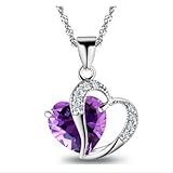 bestwishes2u 1 PC Top Fashion Class Women Girls Lady Heart Crystal Amethyst Maxi Statement Pendant Necklace NEW Jewelry