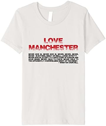 unisex-child T-Shirt. Support &amp; Love Manchester. Never Give In. 8 Silver