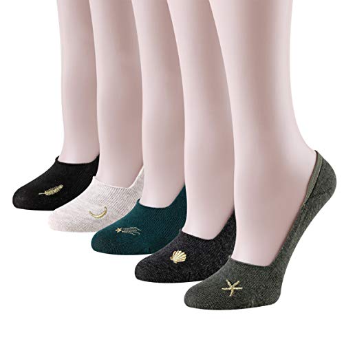 KEAZA Women Candy Cotton Socks No Show Liner Boot Sock 5-pack (WY07C2)