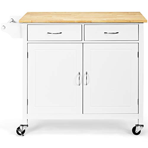 WATERJOY Rolling Kitchen Buffet Cart, Wood Utility Kitchen Storage