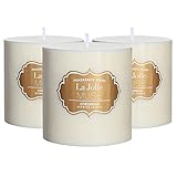LA JOLIE MUSE Citronella Candles, Pack 3 Pillar Candle, Scented Natural Wax, 23 oz 70 Hours Burn Each, Outdoor and Indoor, White
