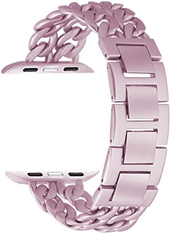 Amzelas Metal Apple Watch Band 38mm, Stainless Steel Chains Style Jewelry Clasp Wrist Strap Bracelet for iWatch Series 3/2/1 Sport Edition, Resize with NO Tool Needed (38mm Rose Pink)