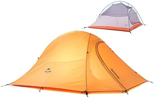 Naturehike 2 Person Outdoor Tent Double-layer Tent Waterproof Camping Tent Lightweight Tent(Orange(210T Checked Fabric) by Ubens