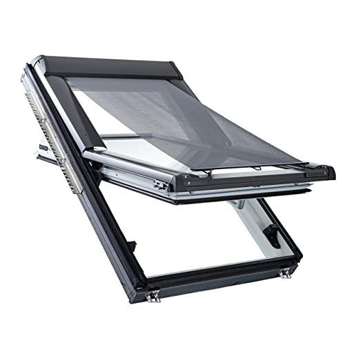 Original Roto Outdoor Roller Blind Screen ZAR Sun Protection & Heat Protection Fully Functional with Open Window Length Adjustable for Roto Classic Series 6x84 with Size 054/xxx