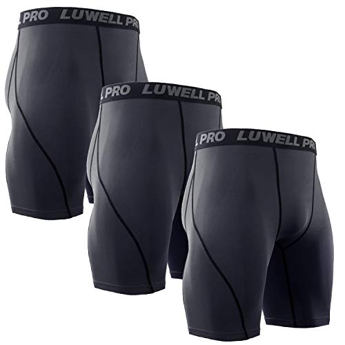 image for LUWELL PRO Men's 3 Pack Compression Shorts Baselayer Cool Dry Sports T