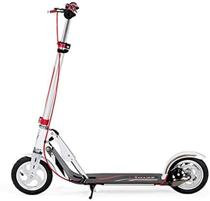 SCOOTERYW Black Adult Kick Scooter With Disc Hand Brake, Foldable Adjustable Commuter Scooter, Dual Suspension & Kickstand, Supports 330lbs