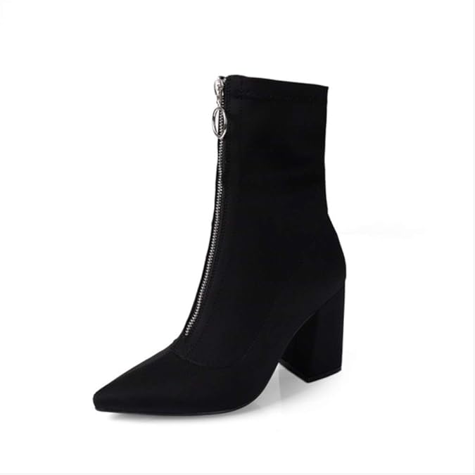 SHZSMHD Spring/autumn New Women Sock Boots Pointed Toe Elastic High