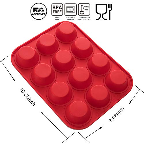 Aokinle Silicone Mini Muffin Pan,12 Cupcake Pan,Set of 3 Mini Baking Molds,Non Stick,BPA Free.
