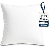 Foamily Throw Pillow Inserts 100% Cotton 20x20 Pillow Inserts for Decorative Pillows for Couch and Bed Indoor Cotton Pillow Stuffing