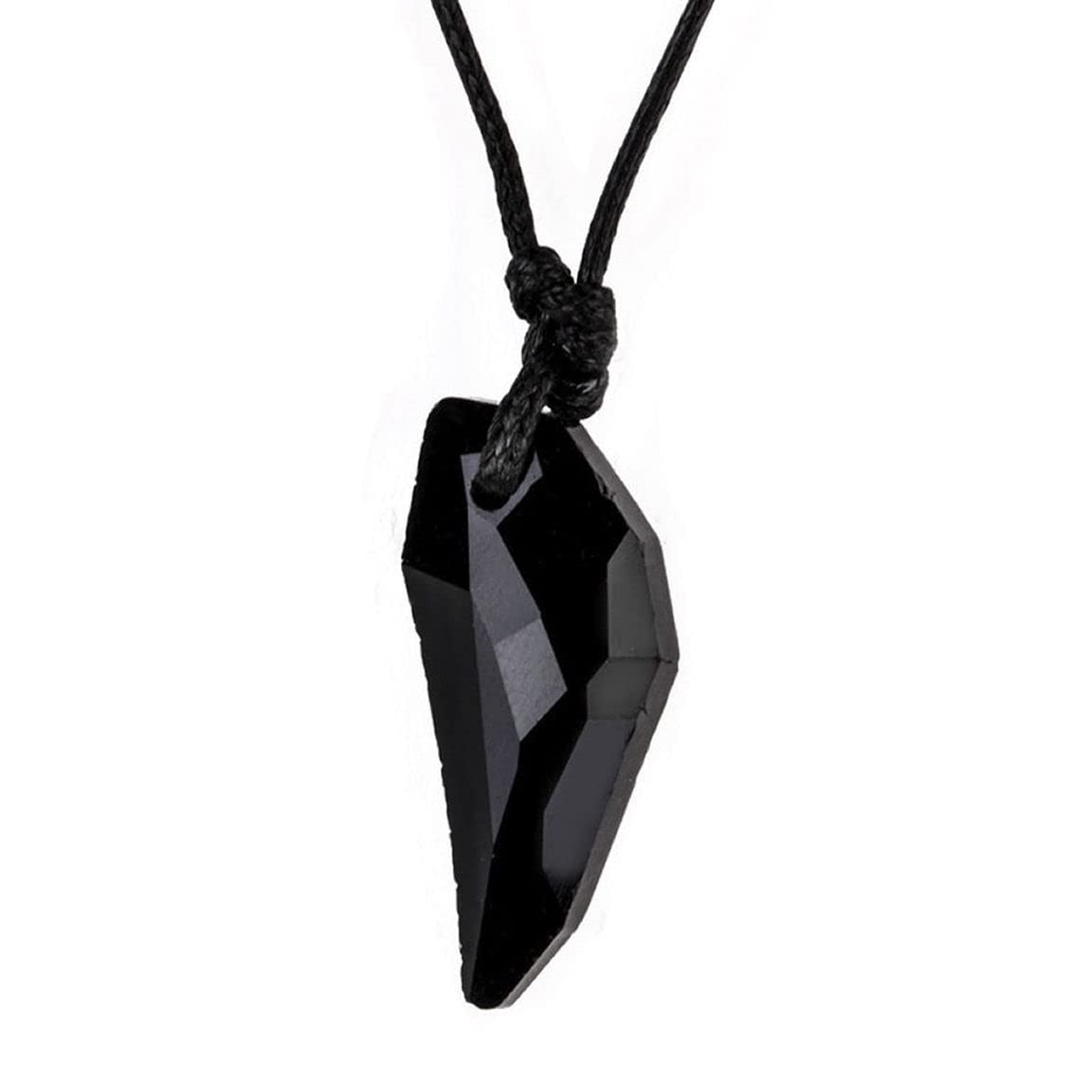 Gregory Crafts & Gifts Dragons, Wolf Tooth Crystal Necklace - Black Cord and Black Tooth Shaped Crystal Pendant