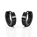 Urban Jewelry Black Stainless Steel Unisex Hoop Huggie Earrings