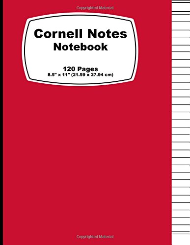 Cornell Notes Notebook: Red Cover, Note Taking Notebook, For Students, Writers,school supplies list, Notebook 8.5