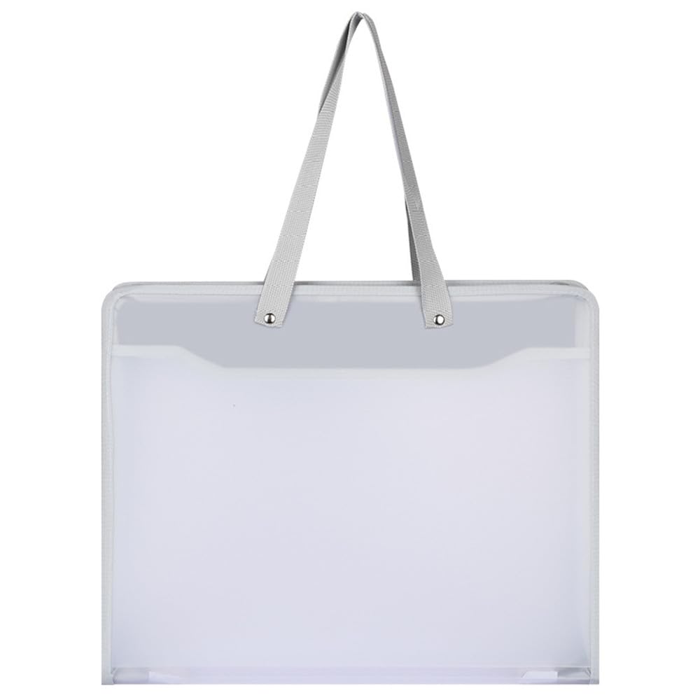 Photo 1 of Shulaner Plastic Art Portfolio Folder with Zipper and Handle Large Waterproof Bag Artwork Storage Container for Drawing Sketch Photography Poster Files Document White