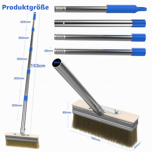55" Long Handle Paint Brush,Decking Large Paint Brush Deck Stain Applicator for Walls,Woodfloors,Woodstains,Decking Paints,Decking Stains,Fence Wall Furniture with 2 Pcs 7.1" Paint Brush Heads