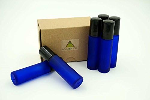 Sunreek™Aromatherapy Glass Roll-on Bottles, 10ml (1/3oz) Frosted Cobalt Blue Glass - Set of 6 Pack
