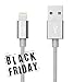 [Apple MFi Certified] Volts 3ft Silver Nylon Braided Lightning to USB Cable Charger w/ Aluminum Case on 8 pin Connector. Tangle Free Premium Accessories Made for iPhone, iPad, iPod. (3.3ft / 1 meter Silver)