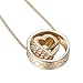 ADELLA Gold Heart Crystal 18" Necklace Two-Piece Pendant with White Crystals Plus Luxury Champagne Jewelry Case