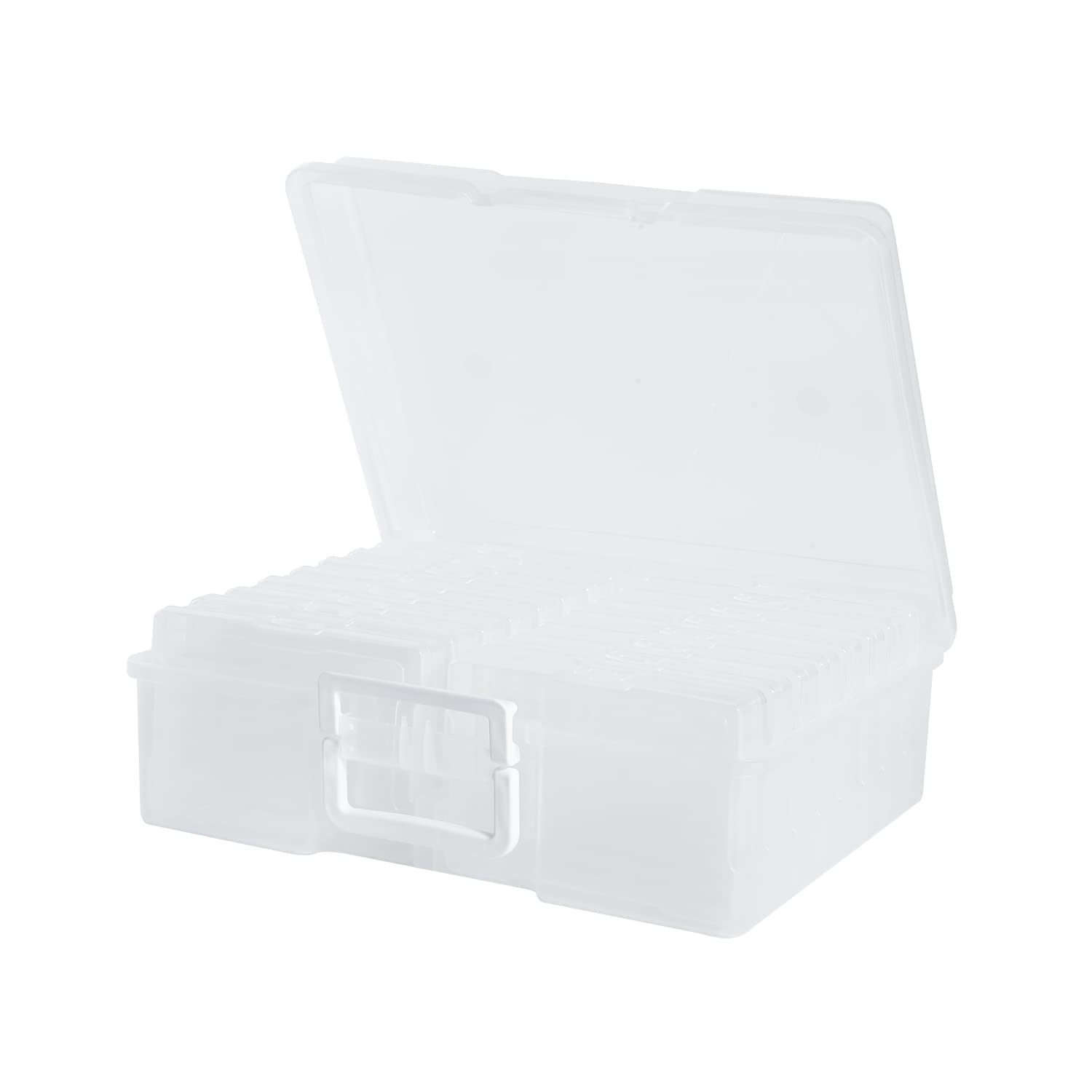 Photo 1 of Naivees 4" x 6" Photo Storage Case with Handle, 16 Inner Photo Organizer Keeper, Extra Large Storage Picture Boxes, Seed Storage, Transparent Craft Keeper (16 Pack Inner Box)