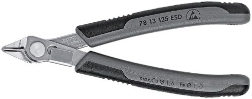 KNIPEX - 78 13 125 ESD Tools - Electronics Super-Knips, INOX Steel, ESD (7813125ESD), 5-Inch with Lead Catcher