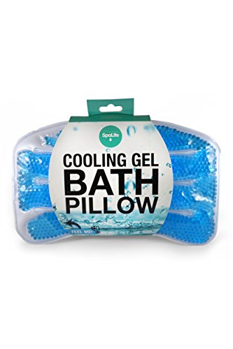 Spa Life Non-Slip Cooling Gel Bath Pillow with Suction Cups, Supports Neck and Shoulders