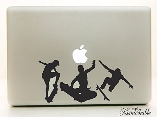 Skateboarder Vinyl Decal Sticker for Computer Wall Car Mac Macbook and More 8" x 3.6" (Black)