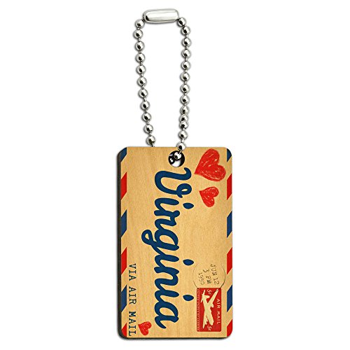 Air Mail Postcard Love for Virginia Wood Wooden Rectangle Key Chain