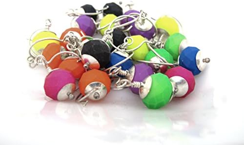 Neon Bauble Earrings - Sterling Silver and Rubber