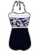 Ekouaer Vintage Women's Floral Printing Halter High Waist Padding Bikini Set