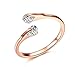 Simple Elegant Opening White Gold Plating Rhinestone Adjustable 18K Rose Gold Plated Cubic Zircon Ring Crystal Wedding Ring Size 8