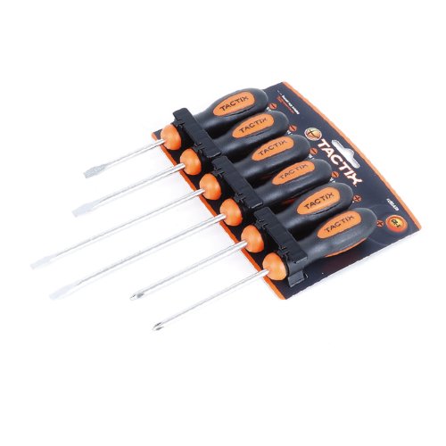 Click Here to See More Images Tactix 205439 Basic Screwdriver Set, Black/Orange, 6-Piece