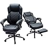 Kasorix Managerial and Executive Chair with Footrest,Home Office Chair with Black PU Leather,Melt Function Office Chair