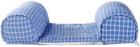 Baby Pillow Supports Head &amp; Neck Prevent Flat Head, Used In Infants Bed, Cot, Crib and Push Chair Removable Pillows Case (plaid blue)