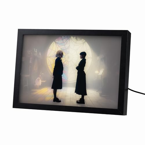 Grupo Erik Mood Light Framed Prints - Wednesday Addams Gifts | 7.9 x 11 x 2 inches - 20 × 28 × 5 cm, LED Framed Art Prints, LED Desk Lamp - Wednesday Gifts