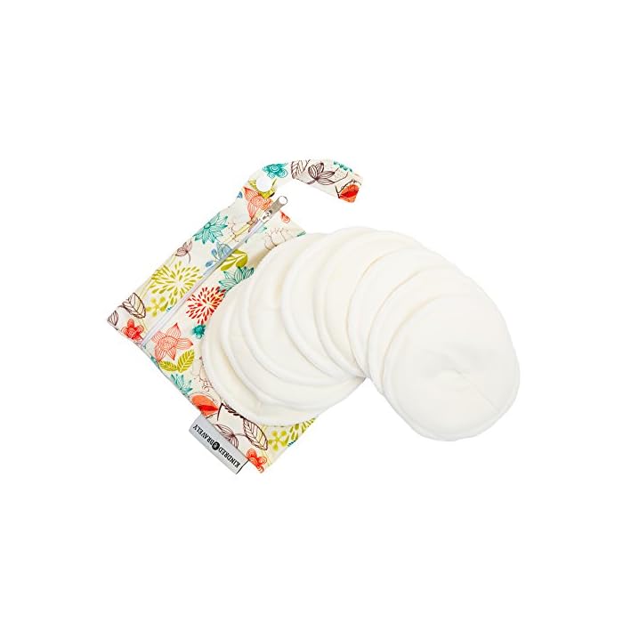 Kindred Bravely Organic Reusable Nursing Pads 8 Pack | Washable Breast Pads for Breastfeeding (Beige Carry Bag)