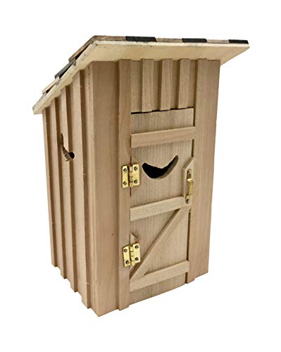 Dollhouse Outhouse Privy Wooden 2 Holer With Half Moon 1:12 Scale