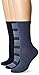 No nonsense Women's Striped Flat Knit Crew Sock 3-Pack, Navy, 4-10