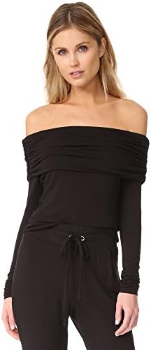 The Hours Women's One Shoulder Long Sleeve Top, Black, Medium