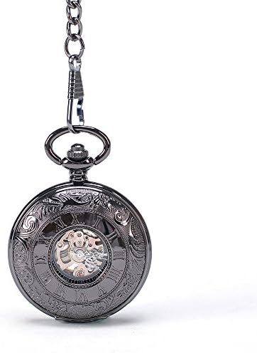 Black Vine Men Mechanical Hand Winding Pocket Watch With Chain Vintage Suits Cool Luxury Brand Pocket Watch Sales