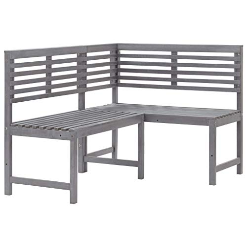 vidaXL Akazienholz Massiv Bistroset 2-TLG. Grau Gartenbank Tisch Eckbank Gartenmöbel Balkonmöbel Balkonset Sitzgruppe… – Bild 6