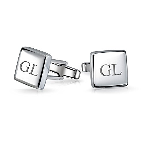 High Polished Sterling Silver Modern Square Mens Cufflinks - Thumbnail 2