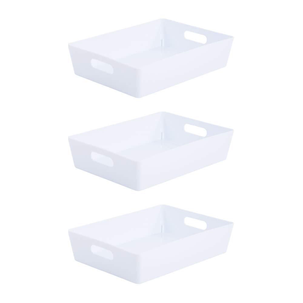 Wham Bam 5.01 Ice White Plastic Studio Storage Baskets Office Home & Kitchen Tidy Organiser 35 x 26 x 8.5cm (3 Baskets)
