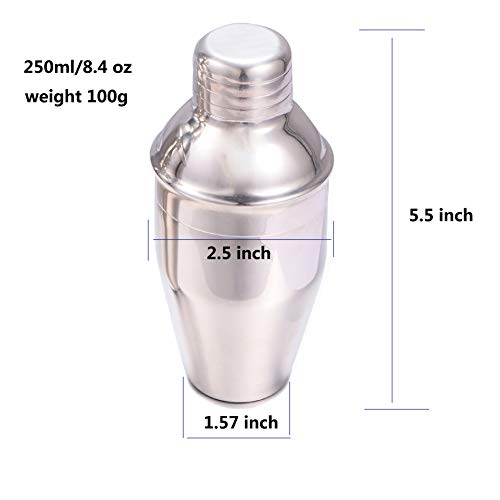 MJULY Cocktail-Martini-Shaker mit Sieb für Bar, Heimgebrauch, Mini-Handgröße (250 ml) – Bild 3